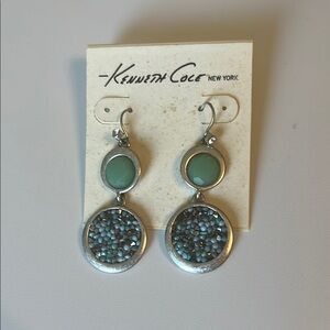 Kenneth Cole New York Silver and Turquoise Blue Earrings